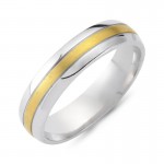 Chrilia wedding rings in white & yellow gold, K14, pair da2772 WEDDING RINGS Κοσμηματα - chrilia.gr