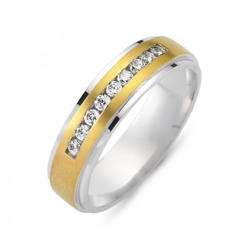 Chrilia wedding rings in white & yellow gold, K14, pair da2777 WEDDING RINGS Κοσμηματα - chrilia.gr