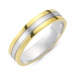 Chrilia wedding rings in white & yellow gold, K14, pair da2779 WEDDING RINGS Κοσμηματα - chrilia.gr