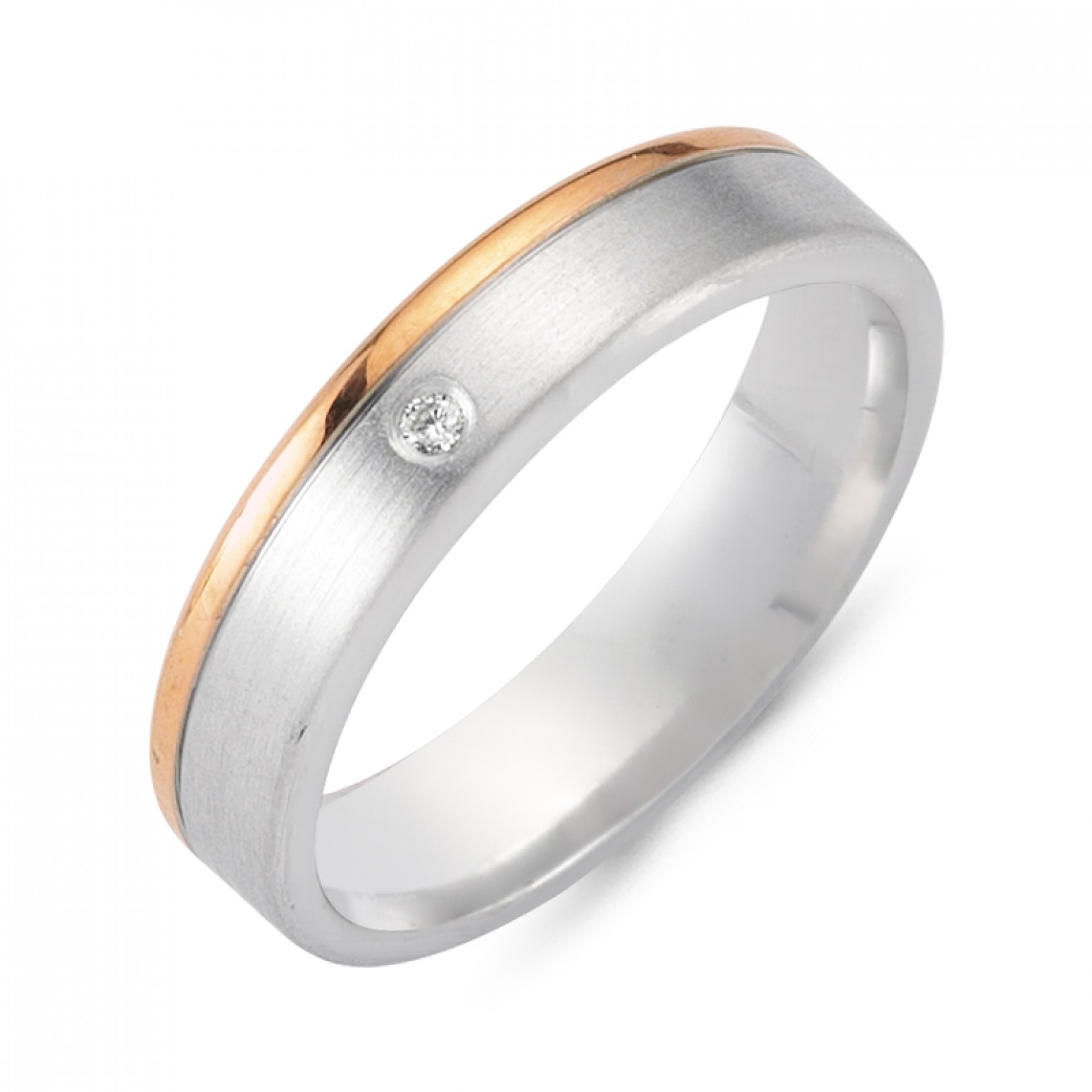 Chrilia wedding rings in white & pink gold, K14, pair da2781 WEDDING RINGS Κοσμηματα - chrilia.gr