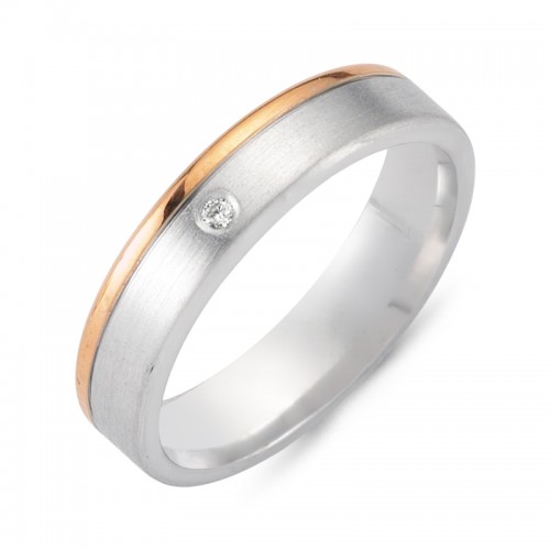 Chrilia wedding rings in white & pink gold, K14, pair da2781 WEDDING RINGS Κοσμηματα - chrilia.gr