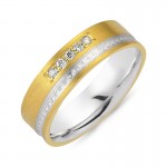 Chrilia wedding rings in white & yellow gold, K14, pair da2782 WEDDING RINGS Κοσμηματα - chrilia.gr