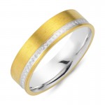 Chrilia wedding rings in white & yellow gold, K14, pair da2782 WEDDING RINGS Κοσμηματα - chrilia.gr