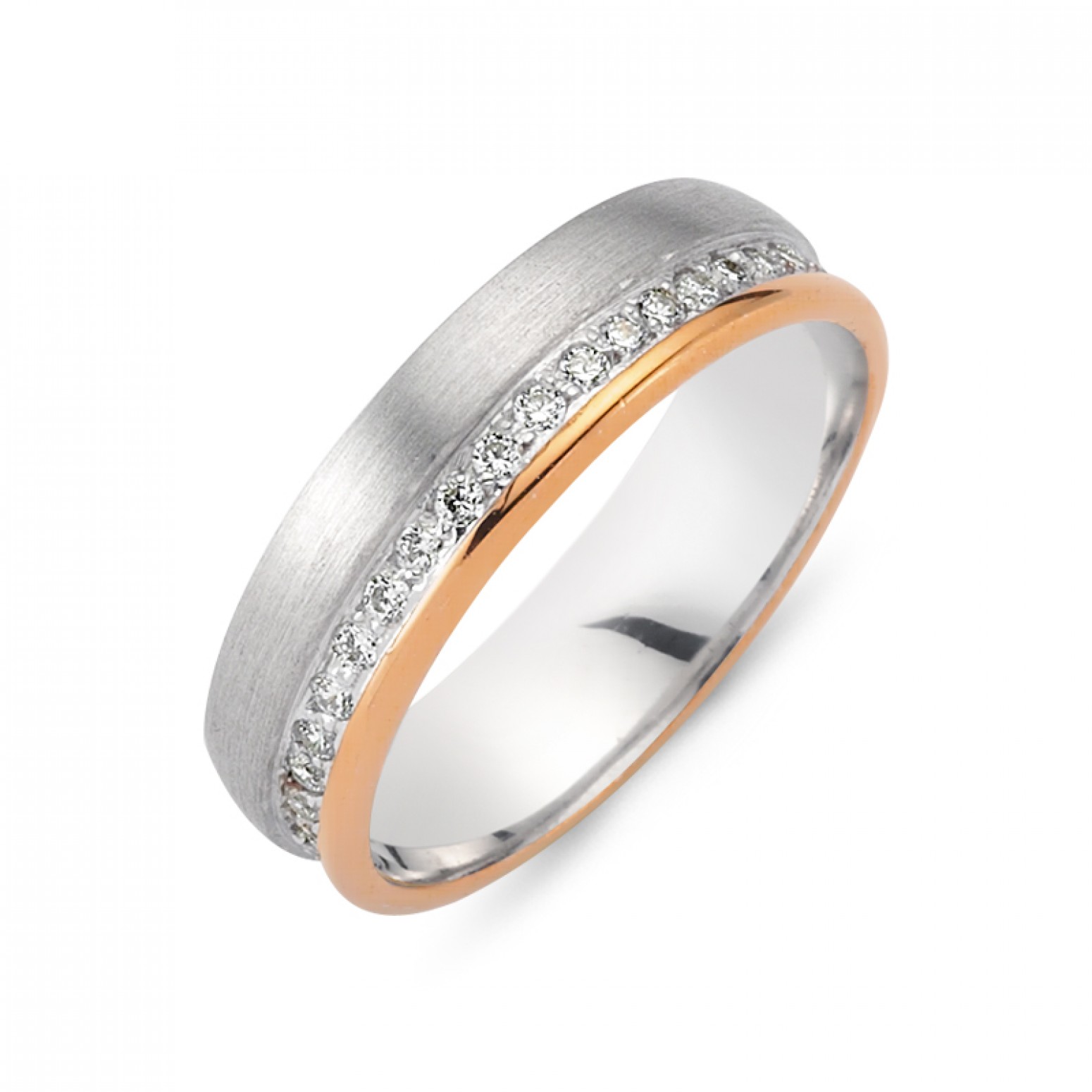 Chrilia wedding rings in white & pink gold, K14, pair da2791 WEDDING RINGS Κοσμηματα - chrilia.gr