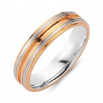 Chrilia wedding rings in white & pink gold, K14, pair da2793 WEDDING RINGS Κοσμηματα - chrilia.gr