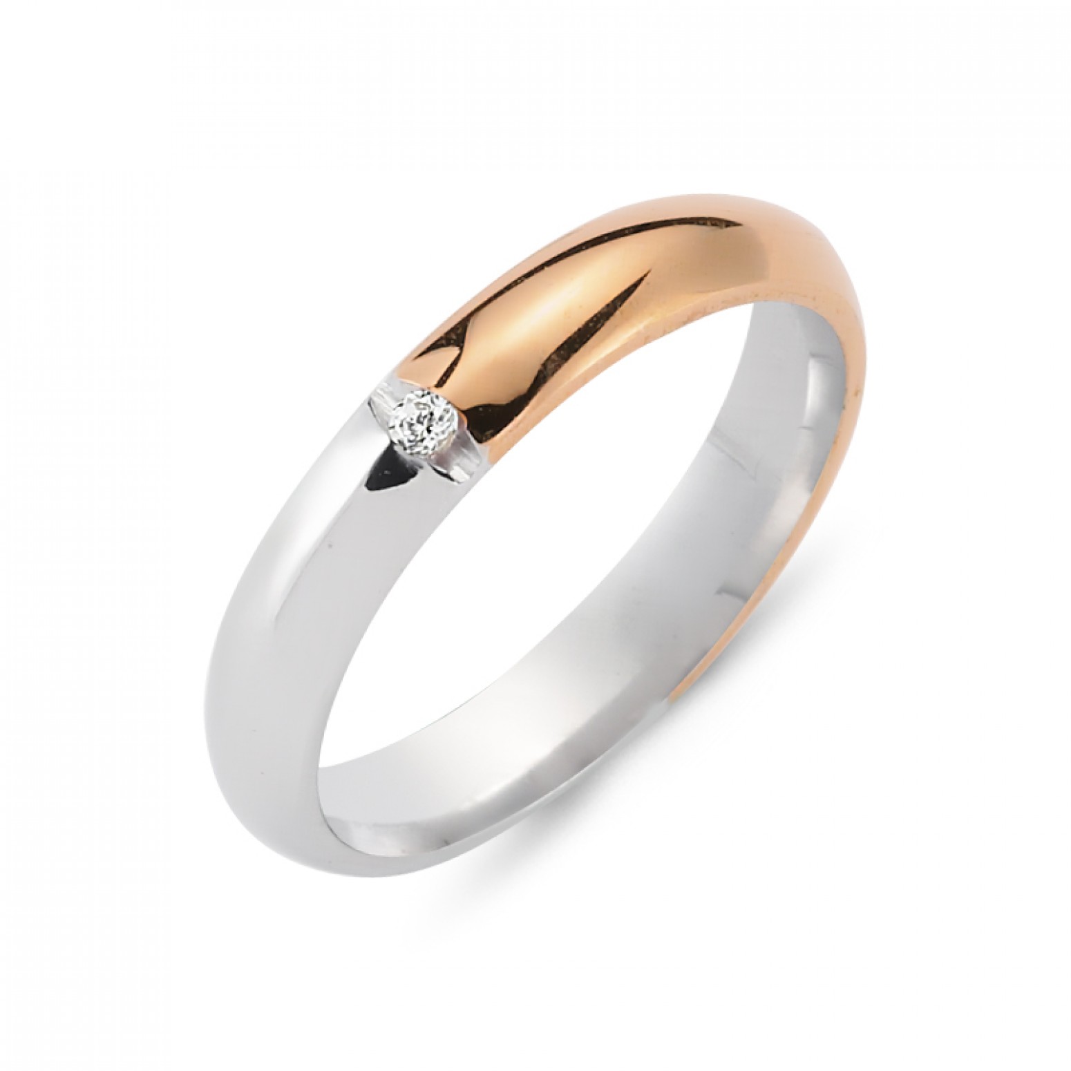 Chrilia wedding rings in white & pink gold, K14, pair  da2799 WEDDING RINGS Κοσμηματα - chrilia.gr
