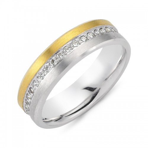 Chrilia wedding rings in white & yellow gold, K14, pair da2801 WEDDING RINGS Κοσμηματα - chrilia.gr