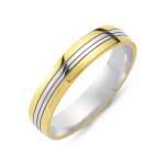 Chrilia wedding rings in white & yellow gold, K14, pair da2803 WEDDING RINGS Κοσμηματα - chrilia.gr