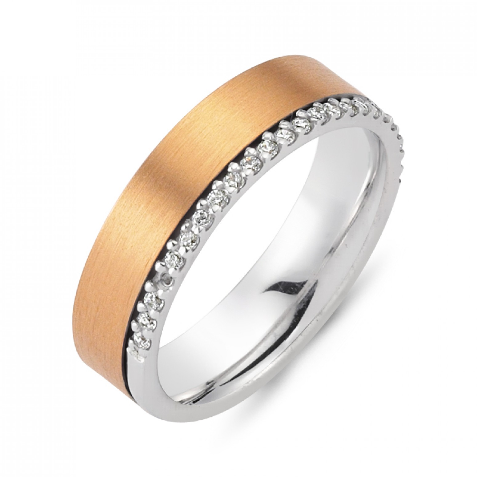 Chrilia wedding rings in white & pink gold, K14, pair da2804 WEDDING RINGS Κοσμηματα - chrilia.gr