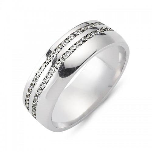 Chrilia wedding rings in white gold, K14, pair da2805 WEDDING RINGS Κοσμηματα - chrilia.gr