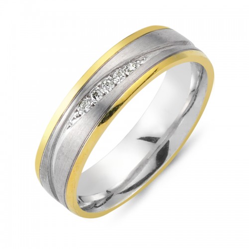 Chrilia wedding rings in white & yellow gold, K14, pair da2806 WEDDING RINGS Κοσμηματα - chrilia.gr