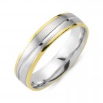 Chrilia wedding rings in white & yellow gold, K14, pair da2806 WEDDING RINGS Κοσμηματα - chrilia.gr