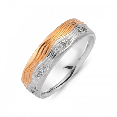 Chrilia wedding rings in white & pink gold, K14, pair da2809 WEDDING RINGS Κοσμηματα - chrilia.gr