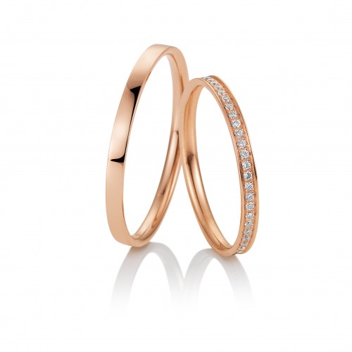 Saint Maurice wedding rings in pink gold, K9, pair da3597 WEDDING RINGS Κοσμηματα - chrilia.gr