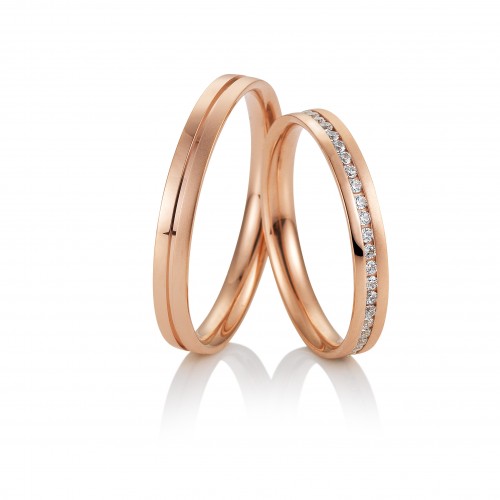 Saint Maurice wedding rings in pink gold, K9, pair da3599 WEDDING RINGS Κοσμηματα - chrilia.gr